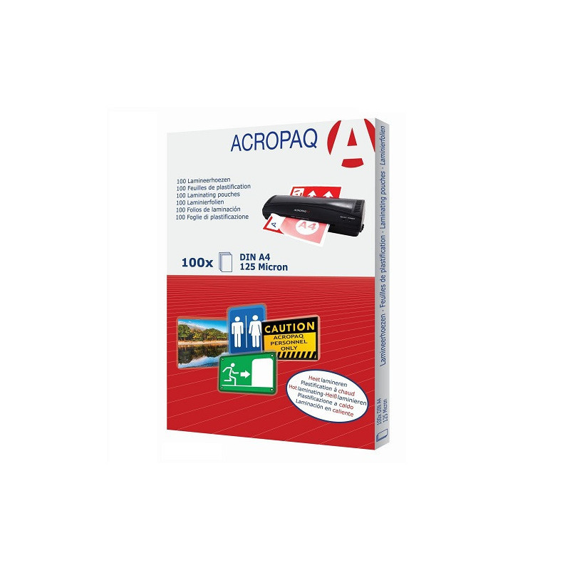 ACROPAQ 100 pochettes de plastification A4 100 Microns